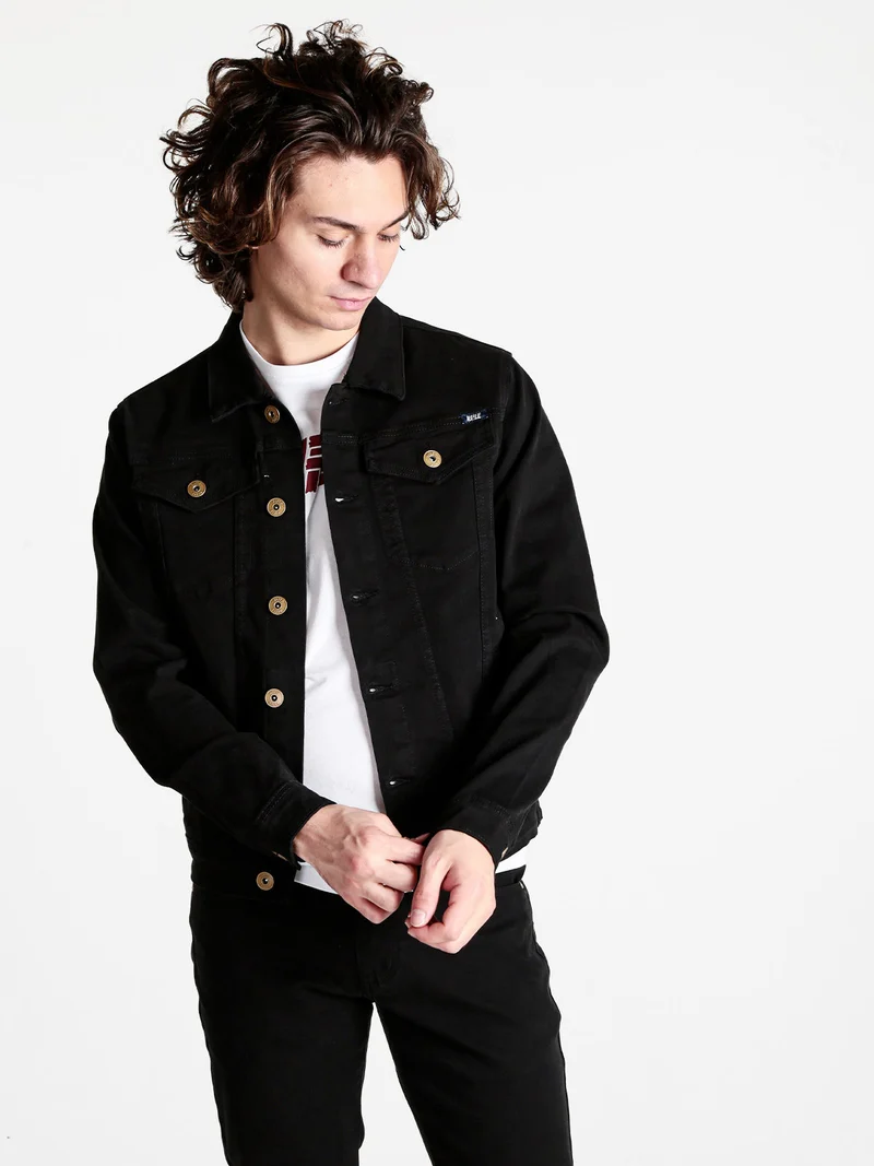 Giacca in jeans da uomo - nero