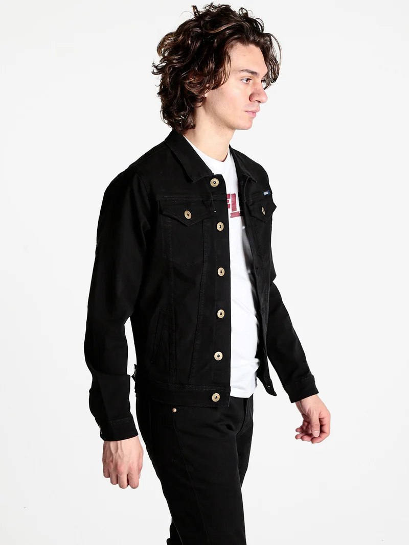 Giacca in jeans da uomo - nero