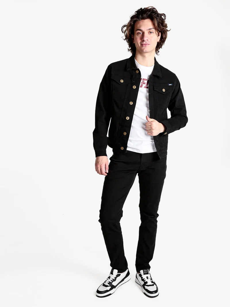 Giacca in jeans da uomo - nero