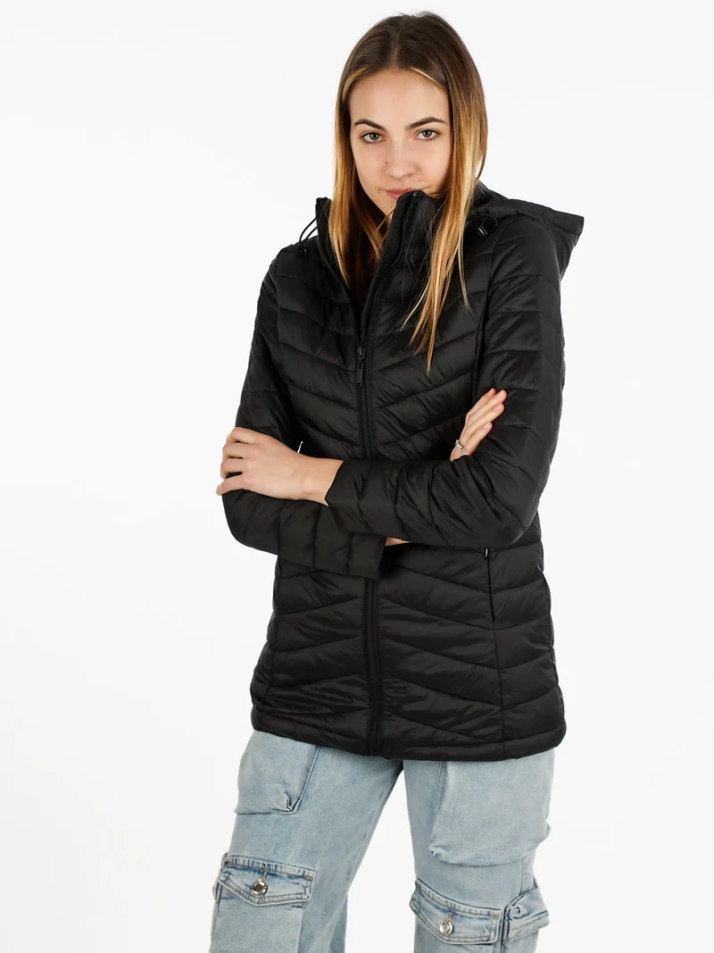 Giubbotto donna modello 100grammi con cappuccio - nero