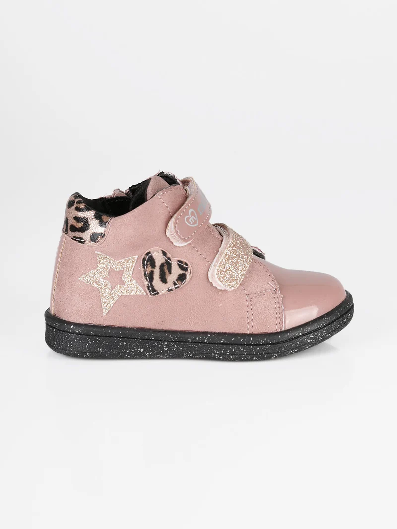 Scarpe da bambina con cinturini a strappo e zip - rosa