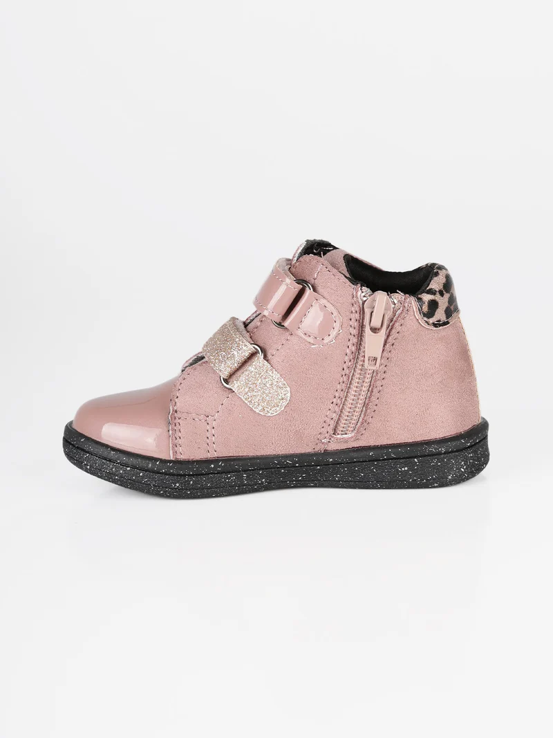 Scarpe da bambina con cinturini a strappo e zip - rosa