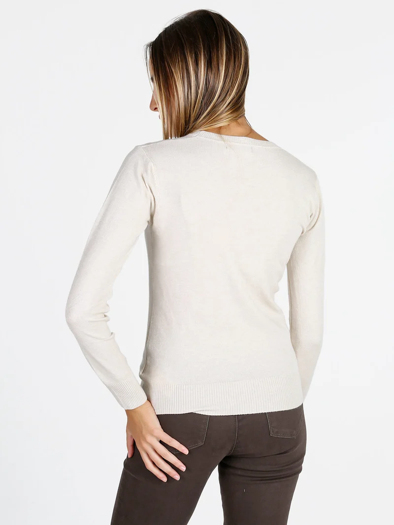 Cardigan donna in maglia con bottoni - panna