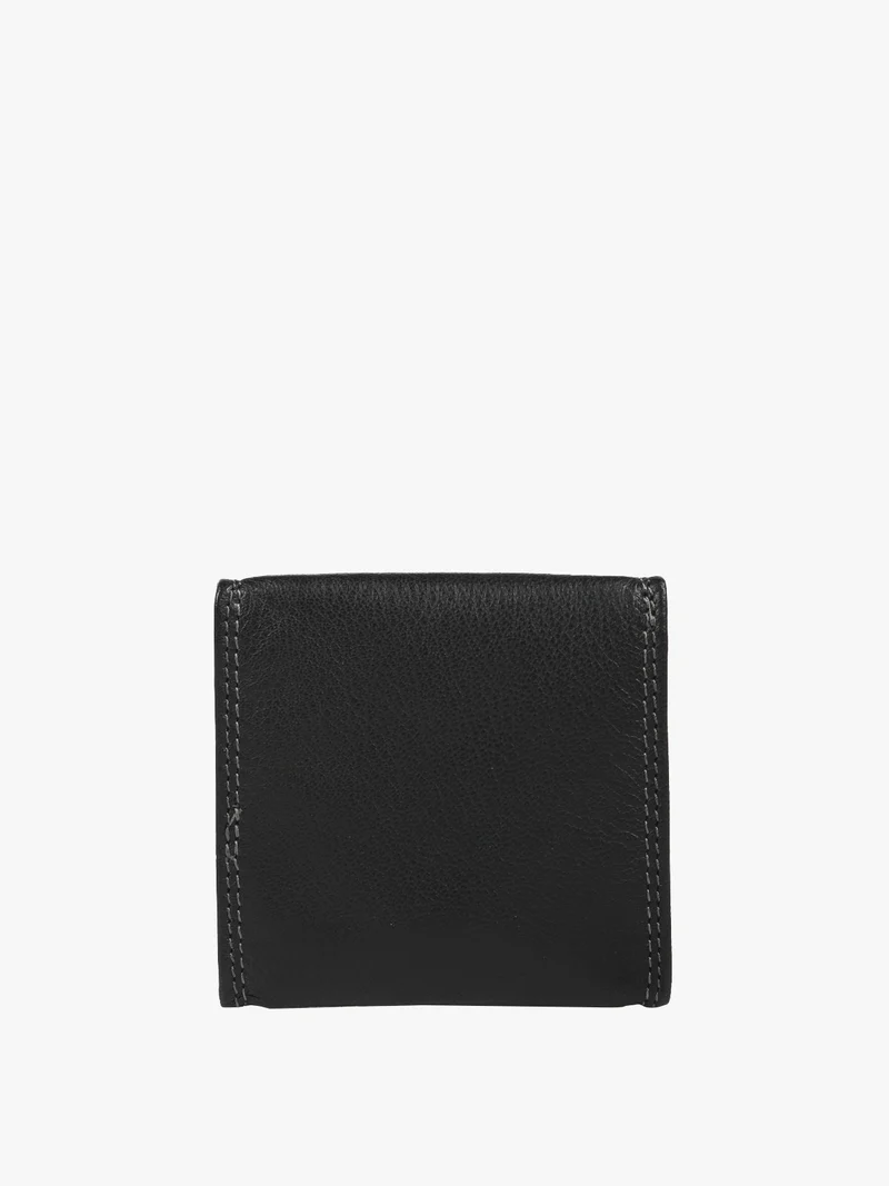 Portamonete in pelle con bottone - nero