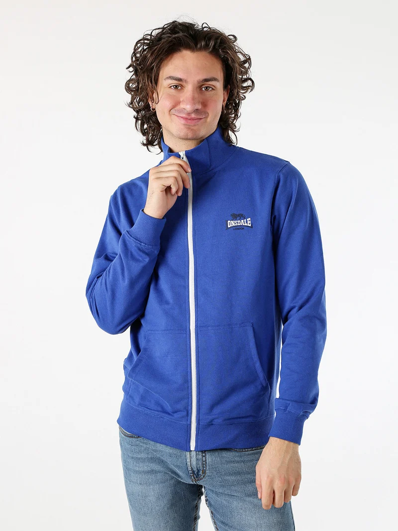 Felpa da uomo full zip con logo - blu