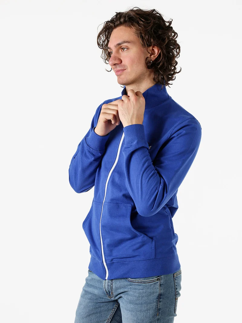 Felpa da uomo full zip con logo - blu