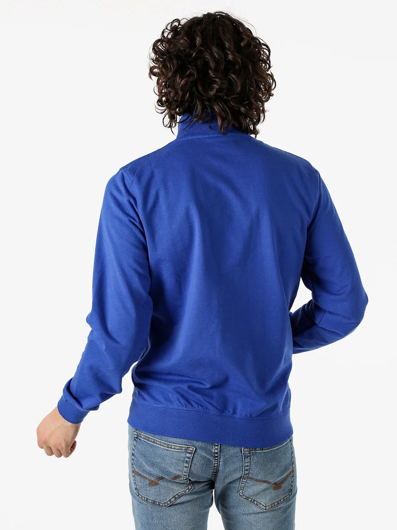 Felpa da uomo full zip con logo - blu