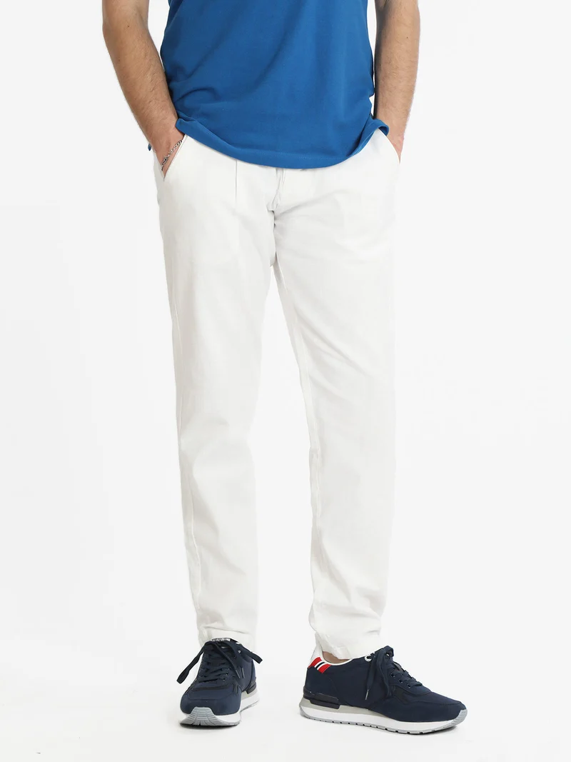 Pantaloni uomo misto lino - bianco