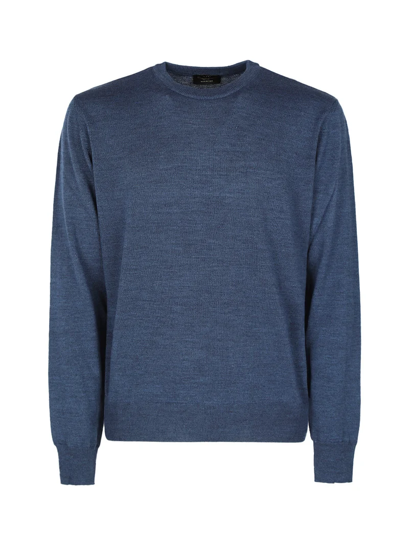 Pullover da uomo misto lana girocollo - azzurro