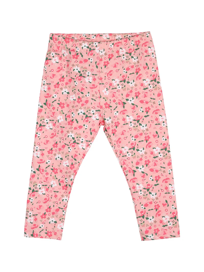 Completo 2 pezzi da neonata con leggings floreali - bianco