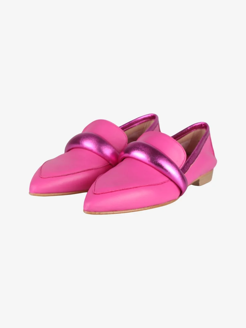 Mocassini in pelle a punta donna - fucsia