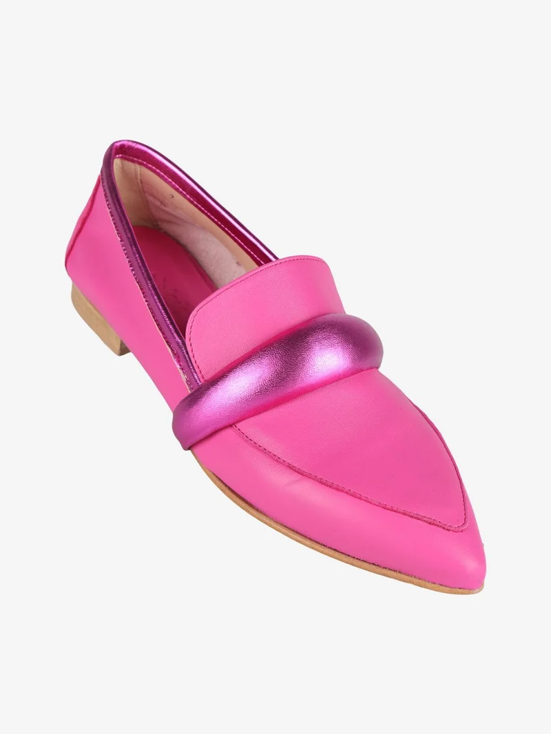 Mocassini in pelle a punta donna - fucsia