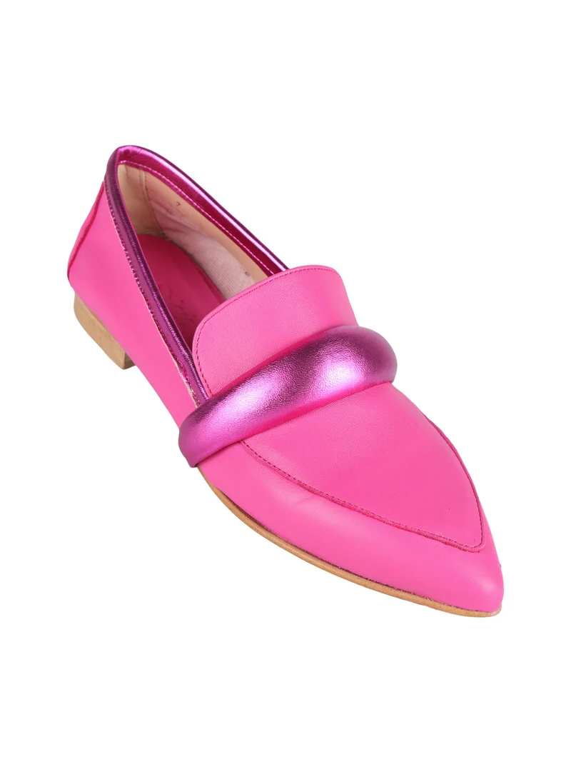 Mocassini in pelle a punta donna - fucsia
