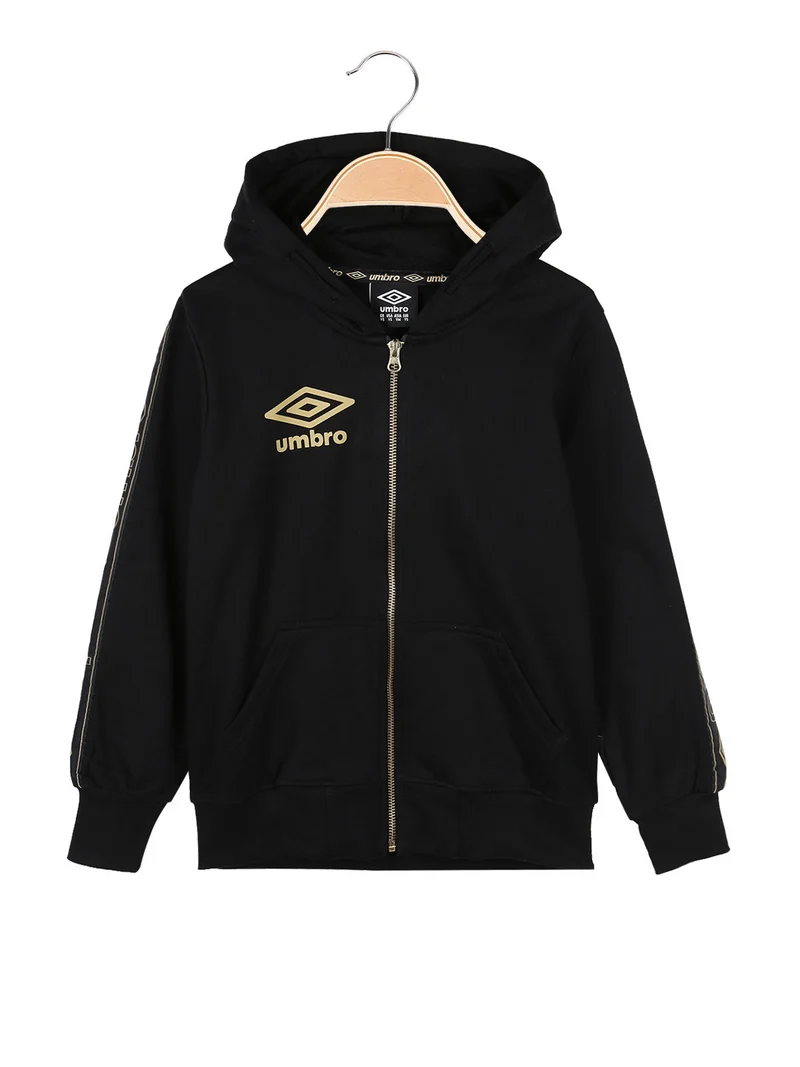 Felpa da ragazza con zip e cappuccio - nero