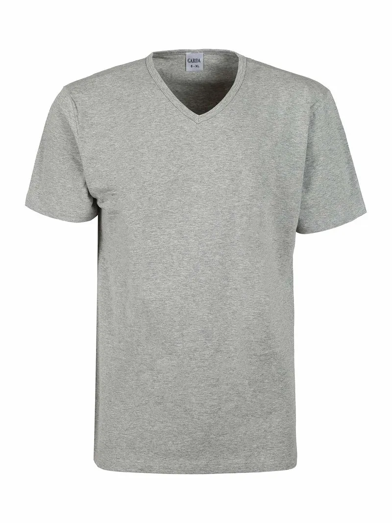 T-shirt intima uomo scollo V in cotone bielastico - grigio
