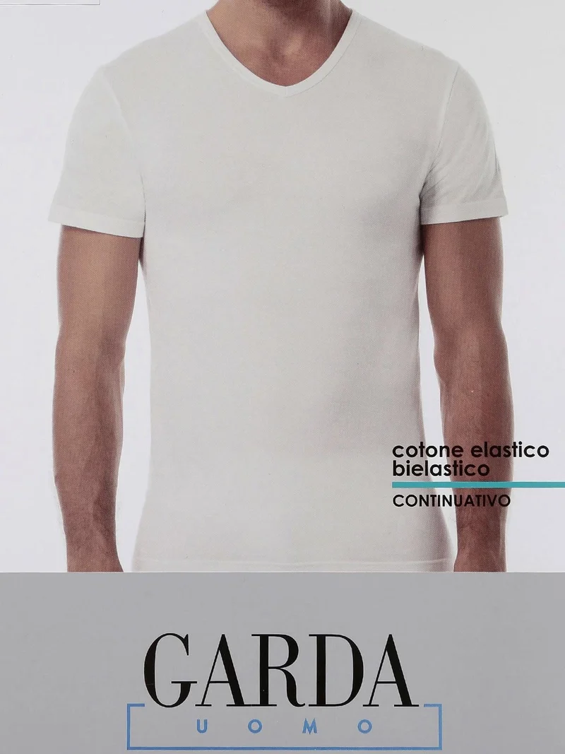 T-shirt intima uomo scollo V in cotone bielastico - grigio