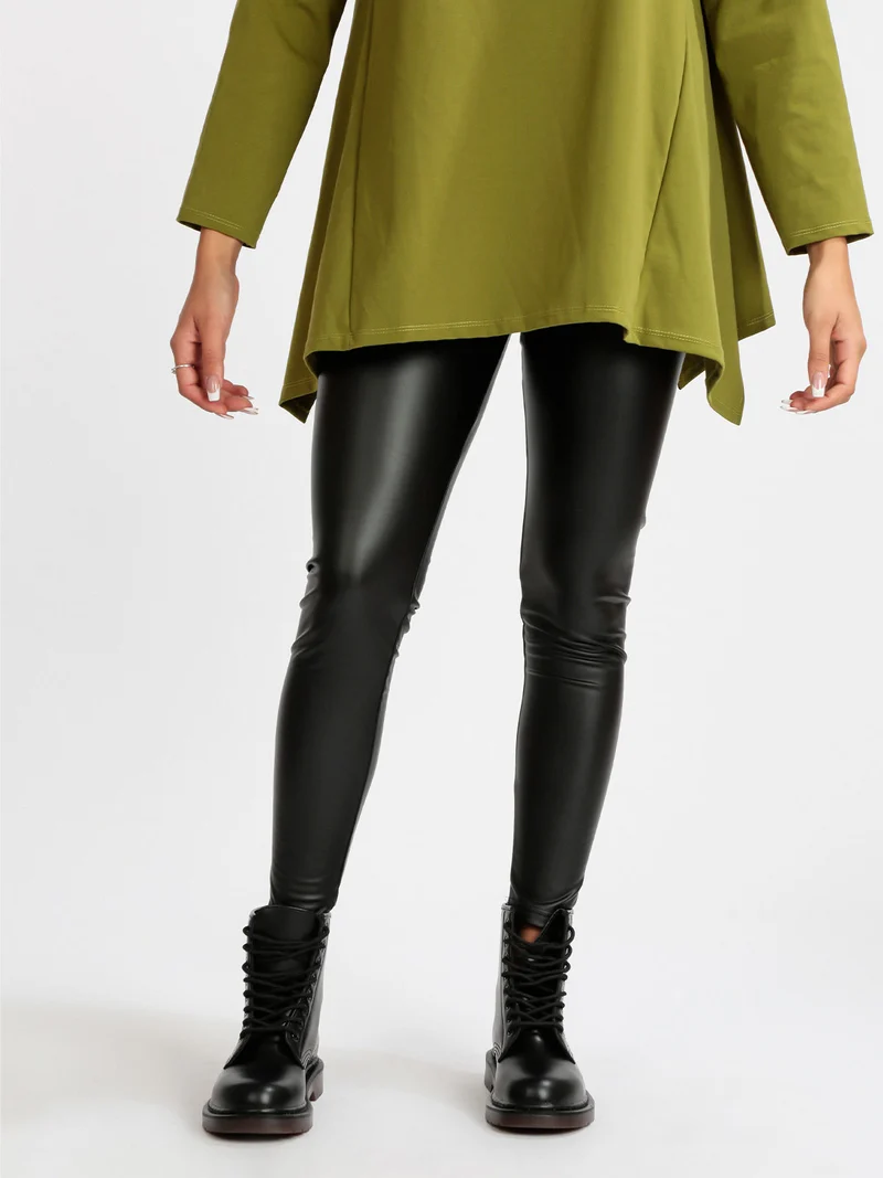 Leggings donna in ecopelle - nero