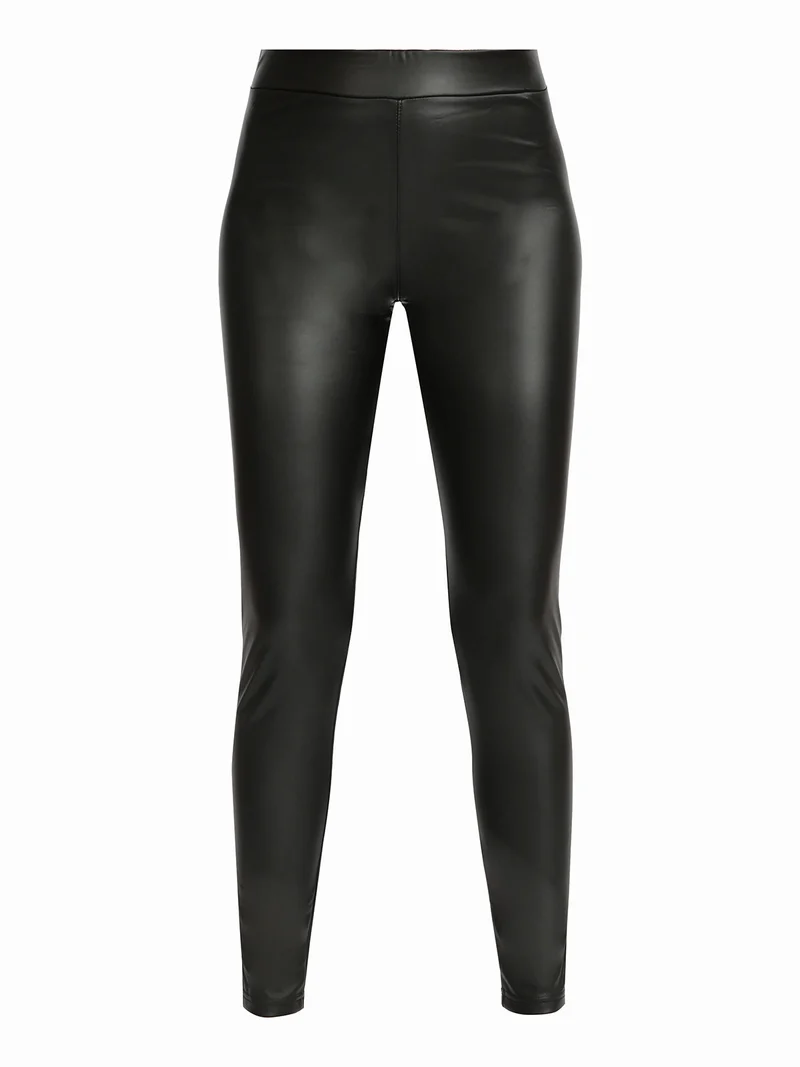 Leggings donna in ecopelle - nero