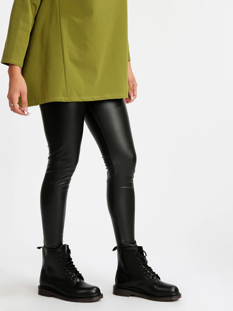 Leggings donna in ecopelle - nero