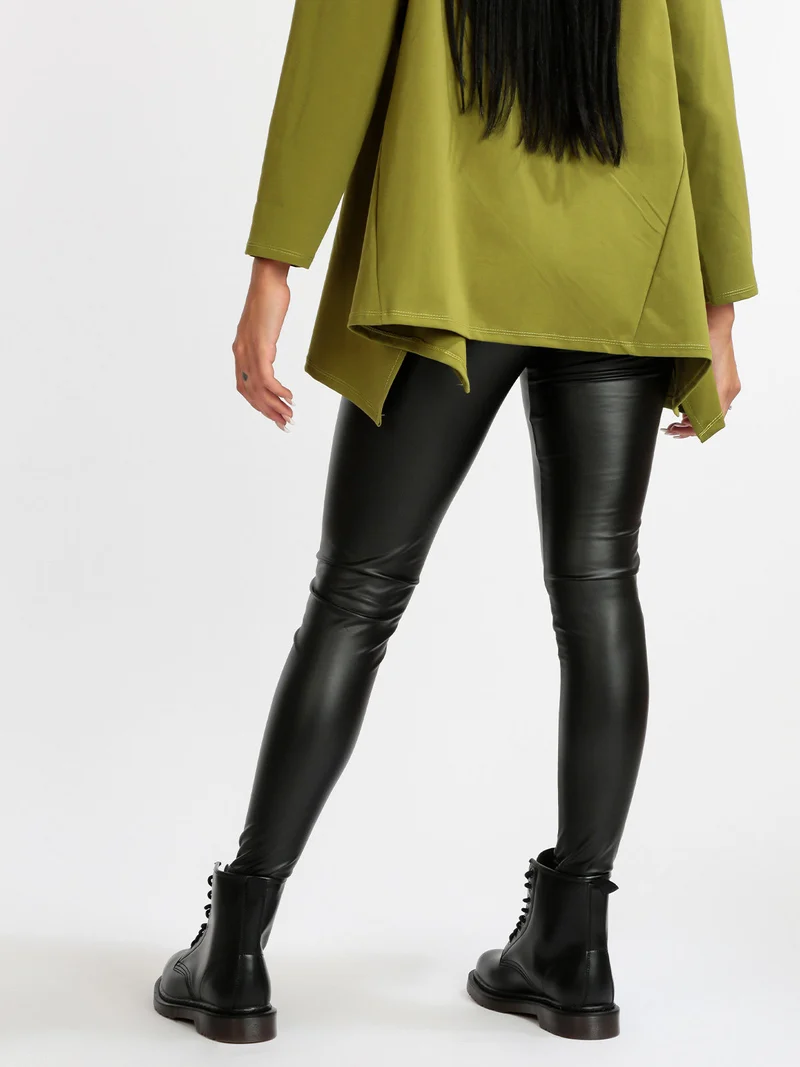 Leggings donna in ecopelle - nero