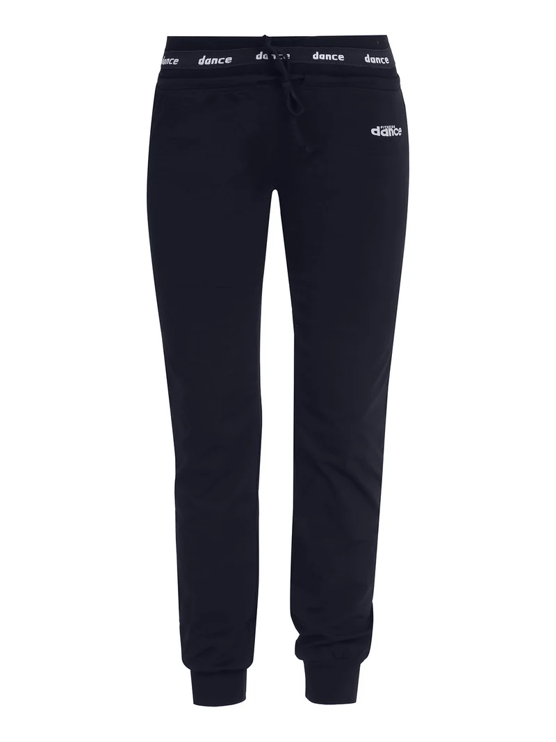 Pantaloni donna sportivi con coulisse e polsini - blu scuro