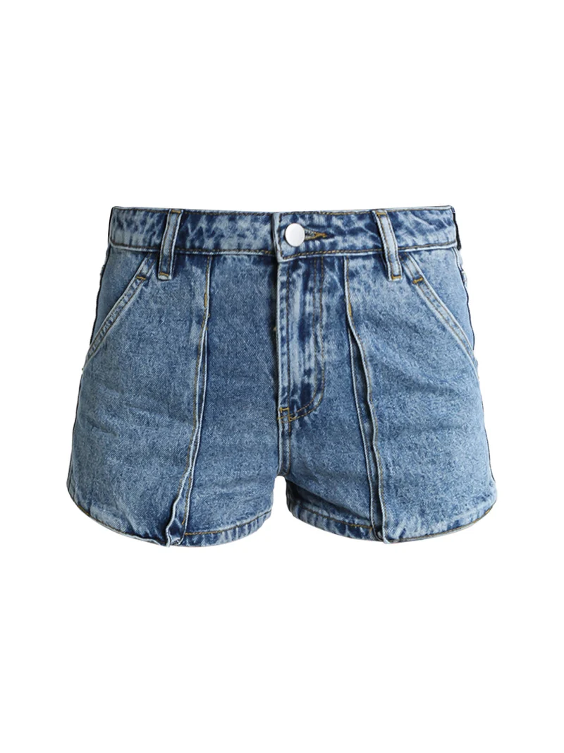 Shorts donna in jeans a vita alta - jeans