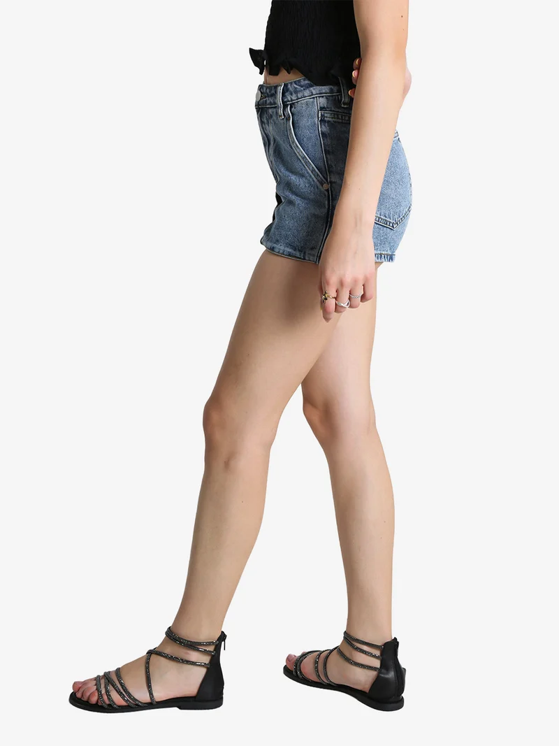 Shorts donna in jeans a vita alta - jeans