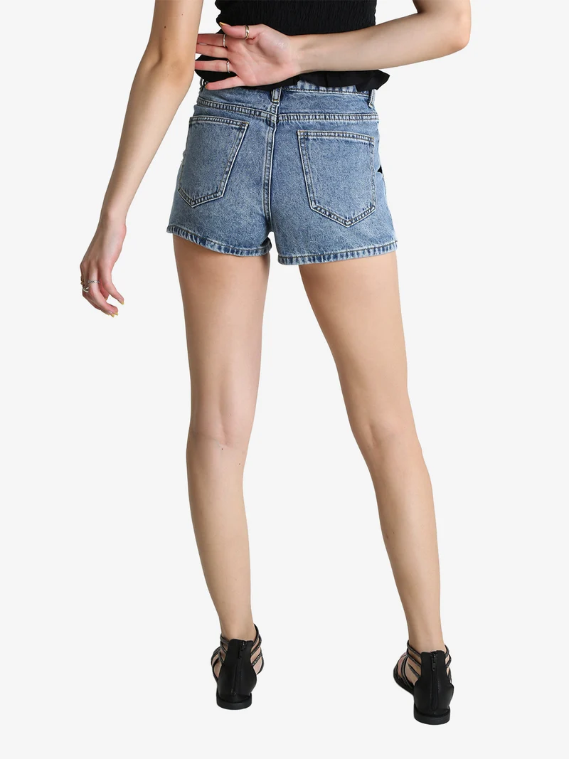 Shorts donna in jeans a vita alta - jeans