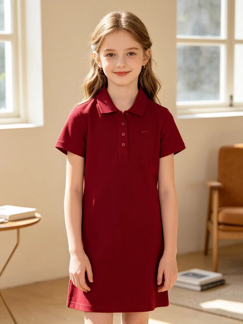 Vestito da bambina in cotone a maniche corte - rosso