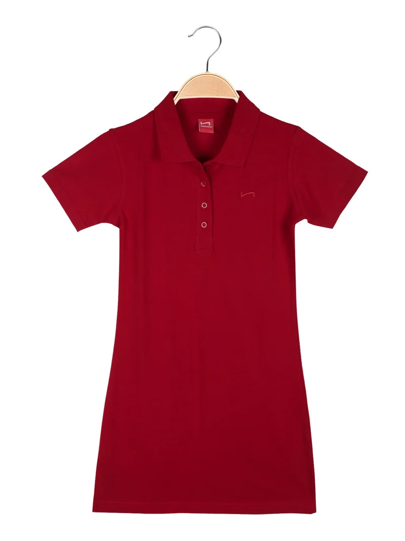 Vestito da bambina in cotone a maniche corte - rosso