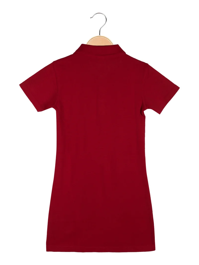 Vestito da bambina in cotone a maniche corte - rosso
