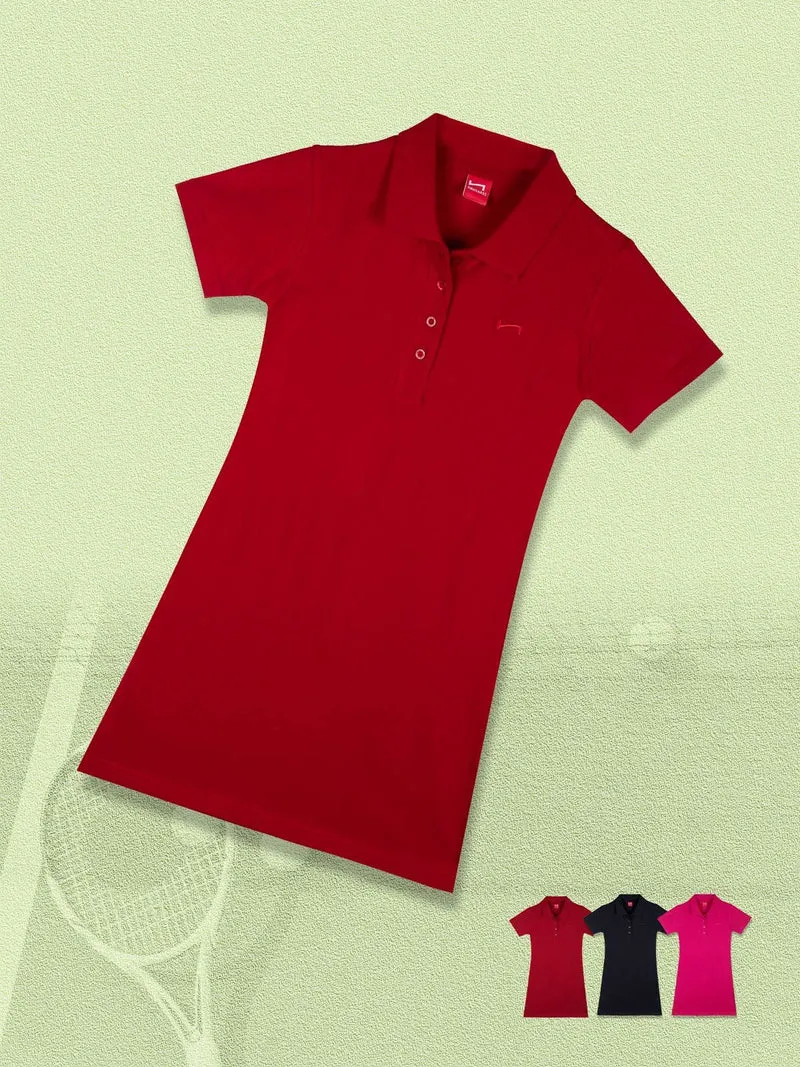 Vestito da bambina in cotone a maniche corte - rosso