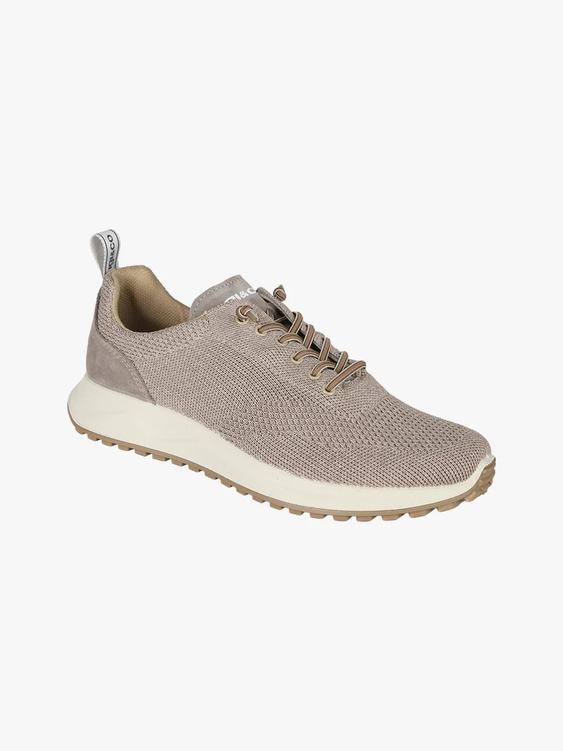 Sneakers da uomo in maglia con plantare in pelle e lacci elastici - fango