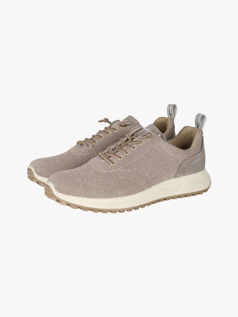 Sneakers da uomo in maglia con plantare in pelle e lacci elastici - fango