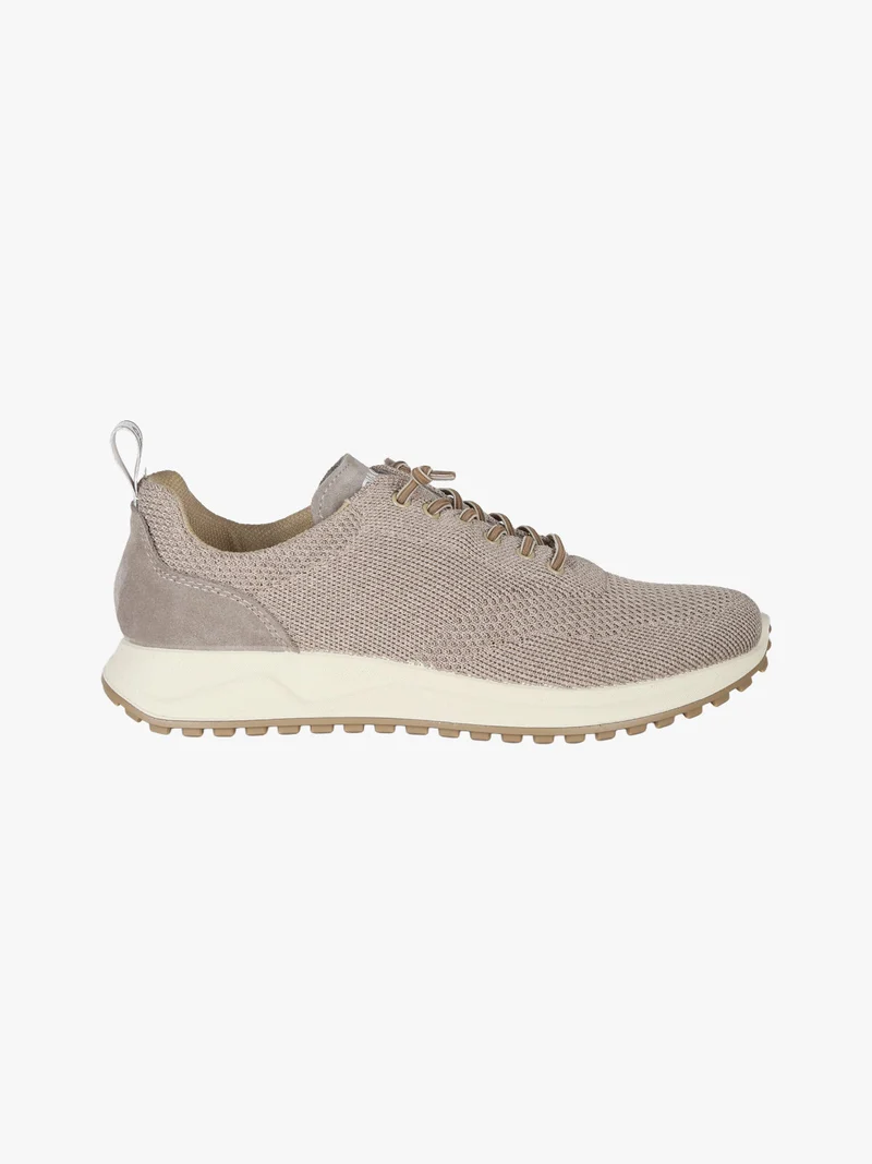Sneakers da uomo in maglia con plantare in pelle e lacci elastici - fango