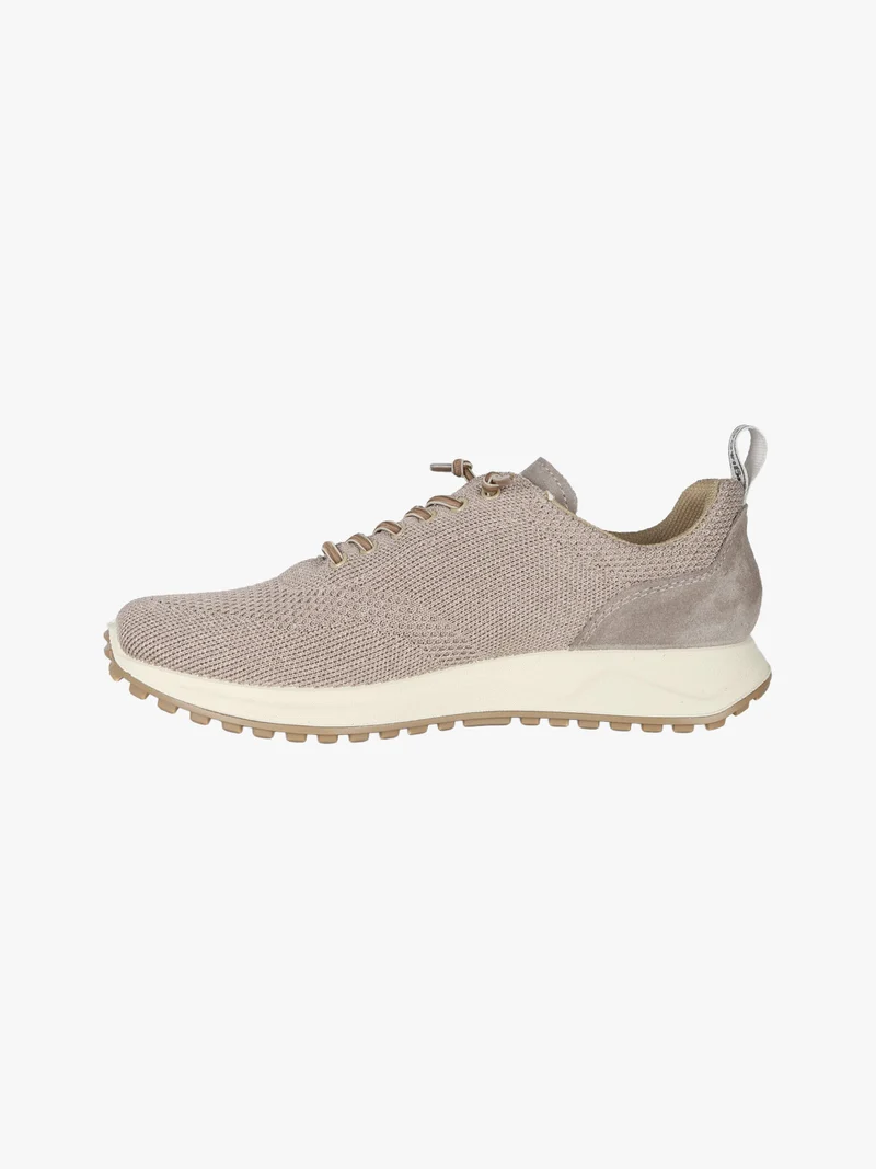Sneakers da uomo in maglia con plantare in pelle e lacci elastici - fango
