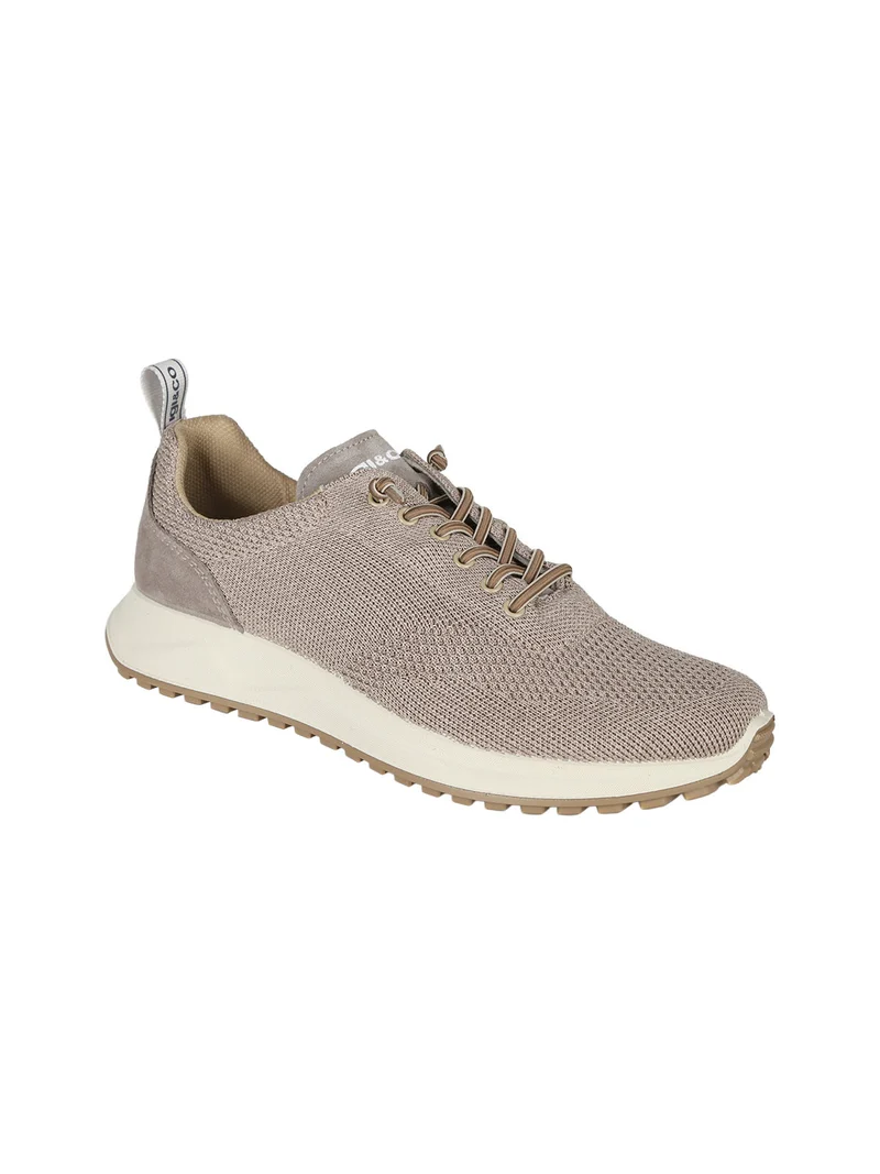 Sneakers da uomo in maglia con plantare in pelle e lacci elastici - fango