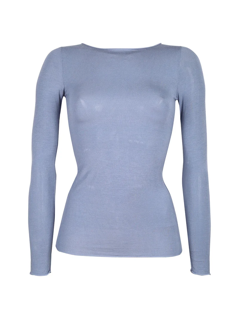 P0713C Maglia in misto cashmere - blu