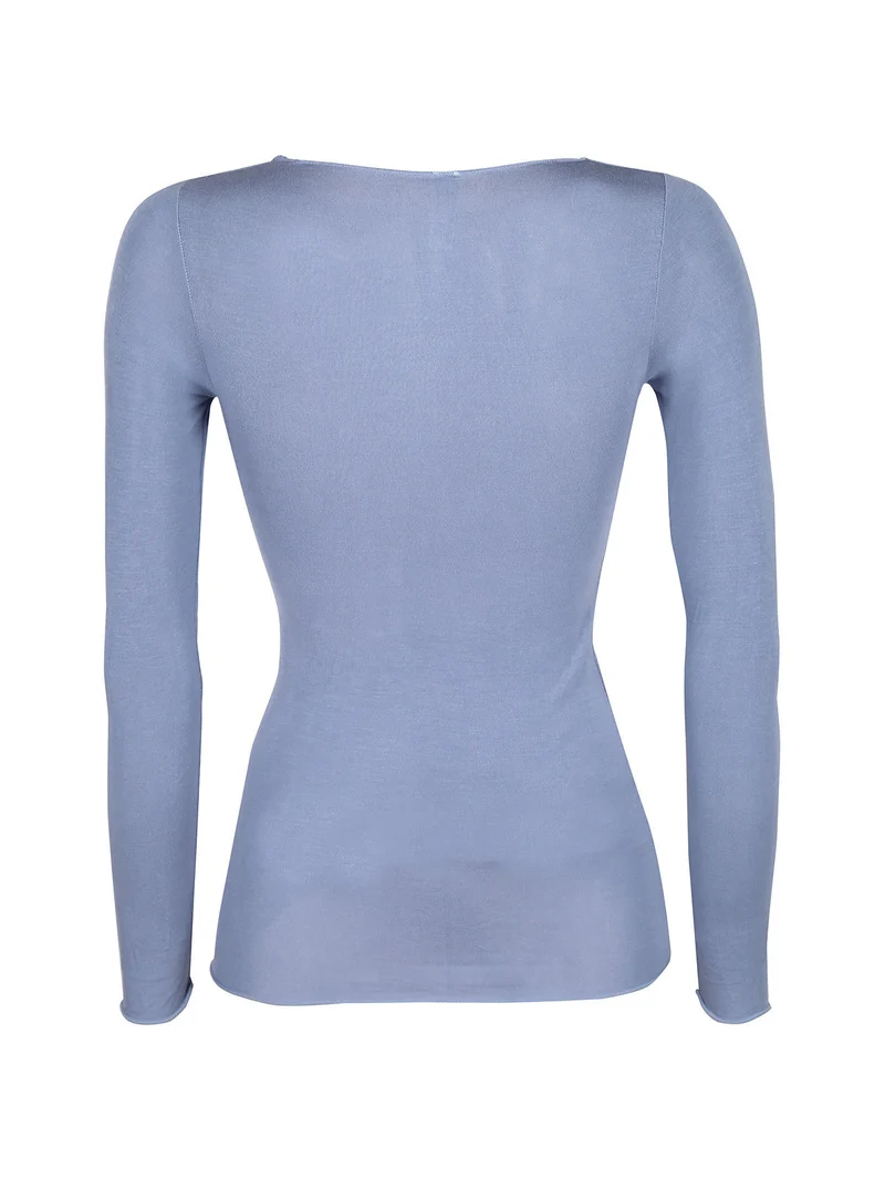 P0713C Maglia in misto cashmere - blu