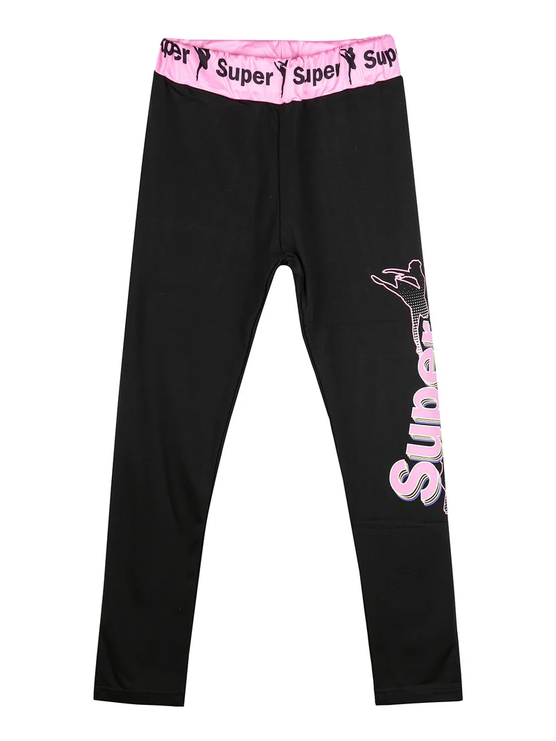 Pink Rabbit Leggings felpati da ragazza con stampa - rosa