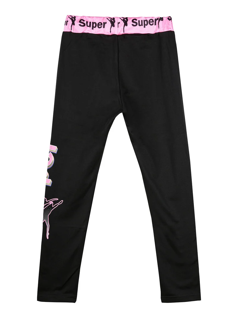 Pink Rabbit Leggings felpati da ragazza con stampa - rosa