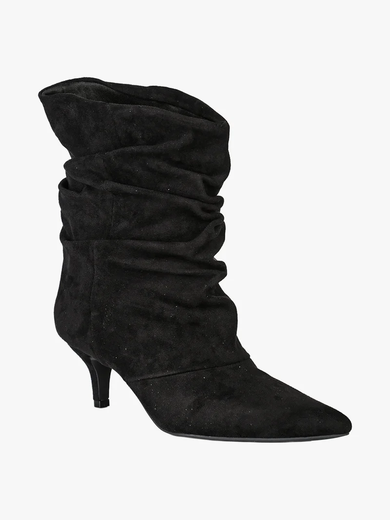 Stivaletti donna slouchy con tacco a rocchetto - nero