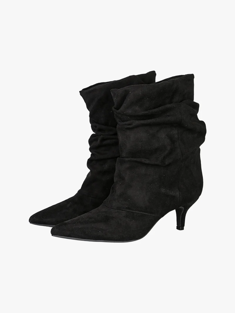 Stivaletti donna slouchy con tacco a rocchetto - nero