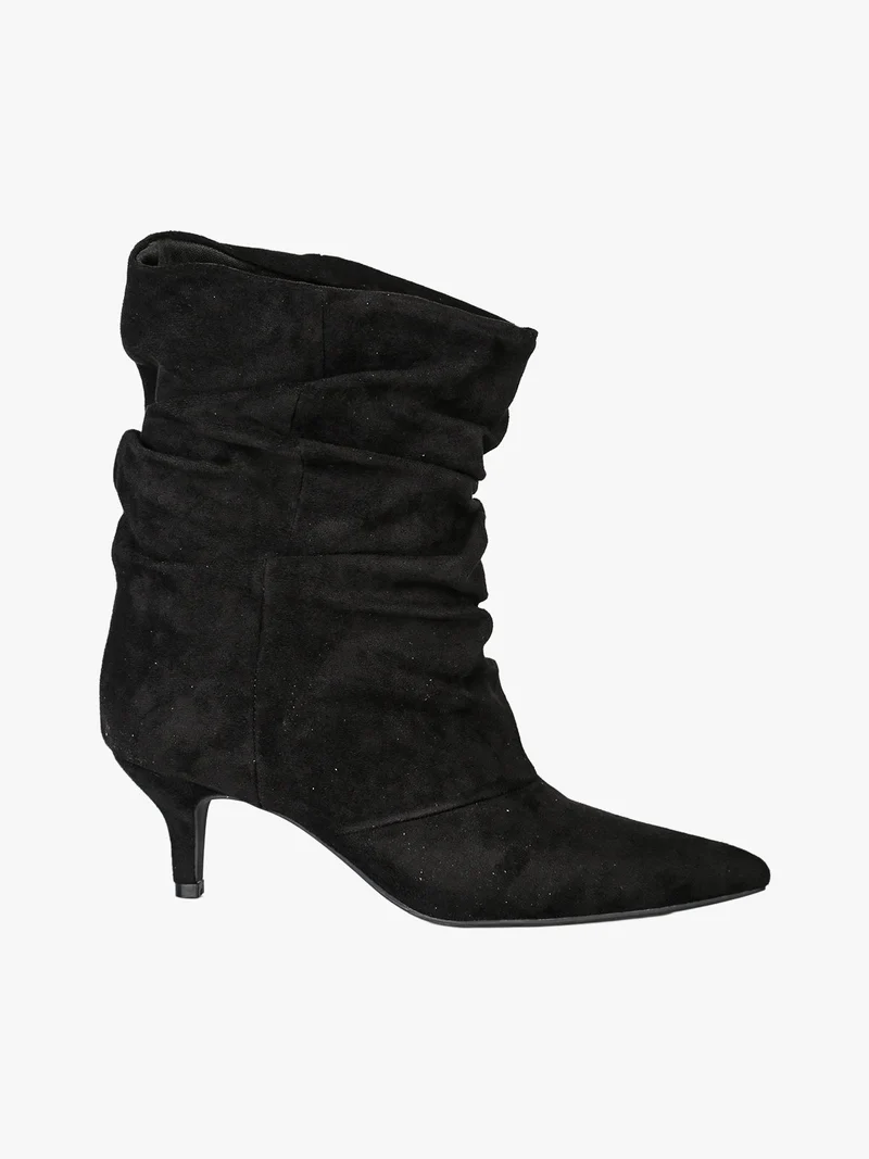 Stivaletti donna slouchy con tacco a rocchetto - nero
