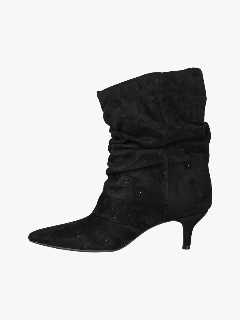 Stivaletti donna slouchy con tacco a rocchetto - nero