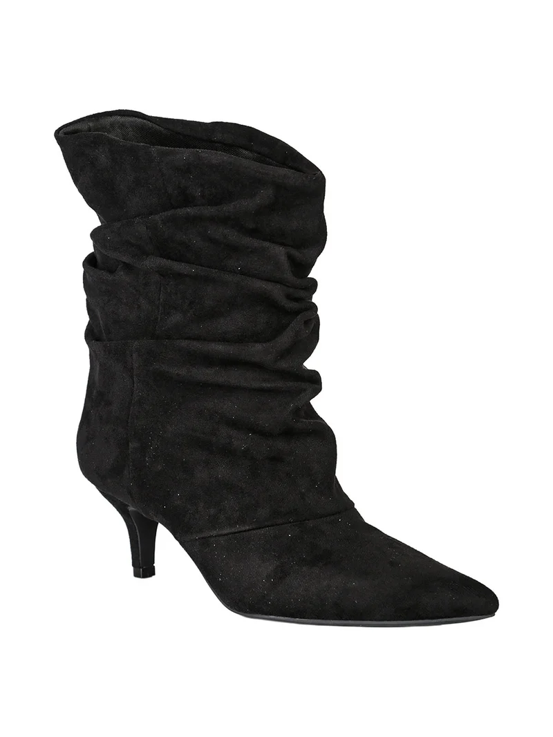 Stivaletti donna slouchy con tacco a rocchetto - nero