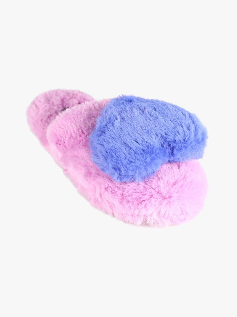 Pantofole donna in ecopelo con cuore applicato - rosa