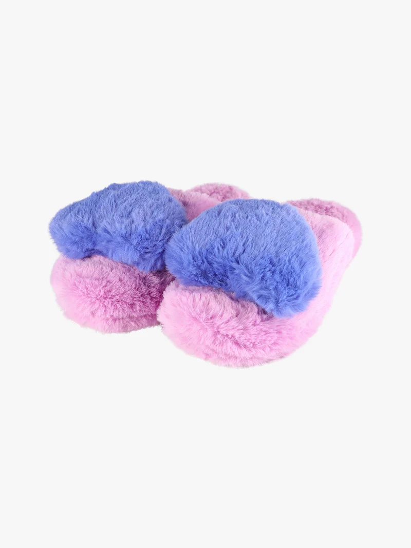 Pantofole donna in ecopelo con cuore applicato - rosa