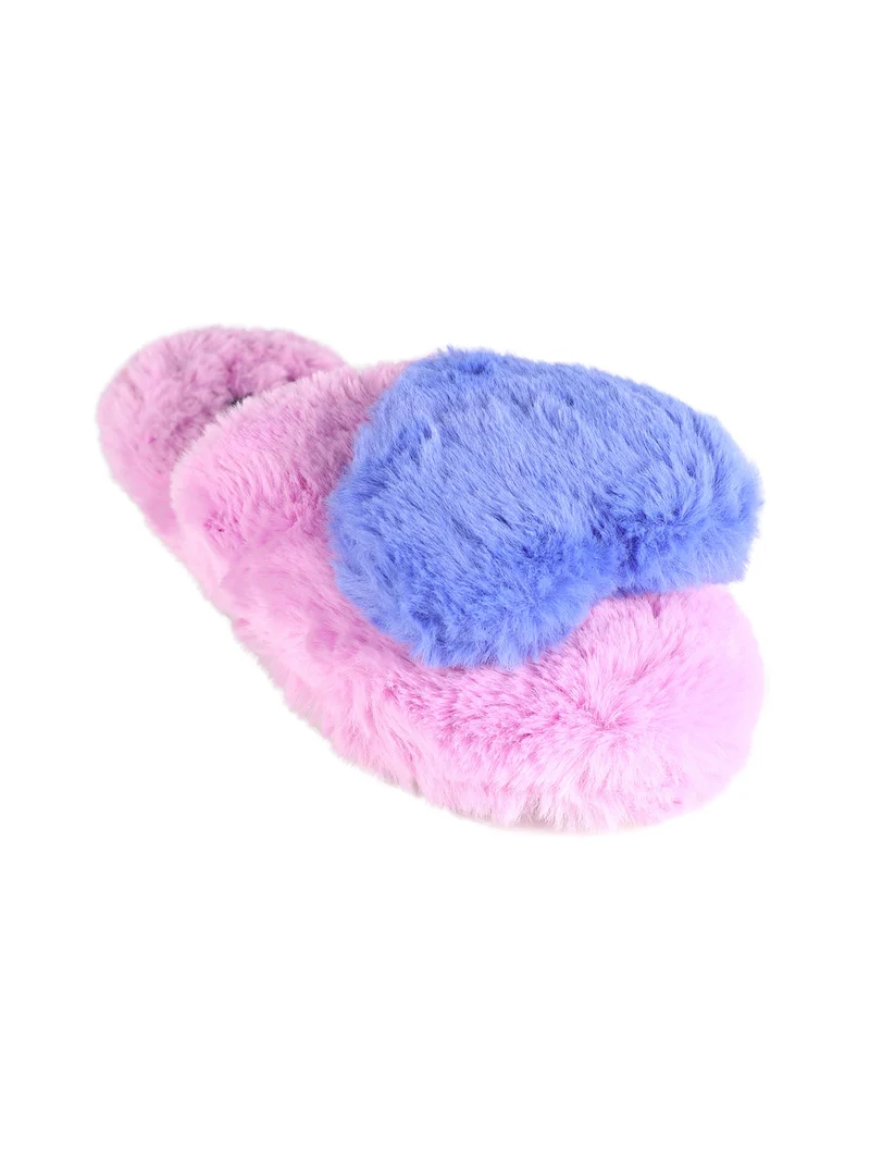 Pantofole donna in ecopelo con cuore applicato - rosa