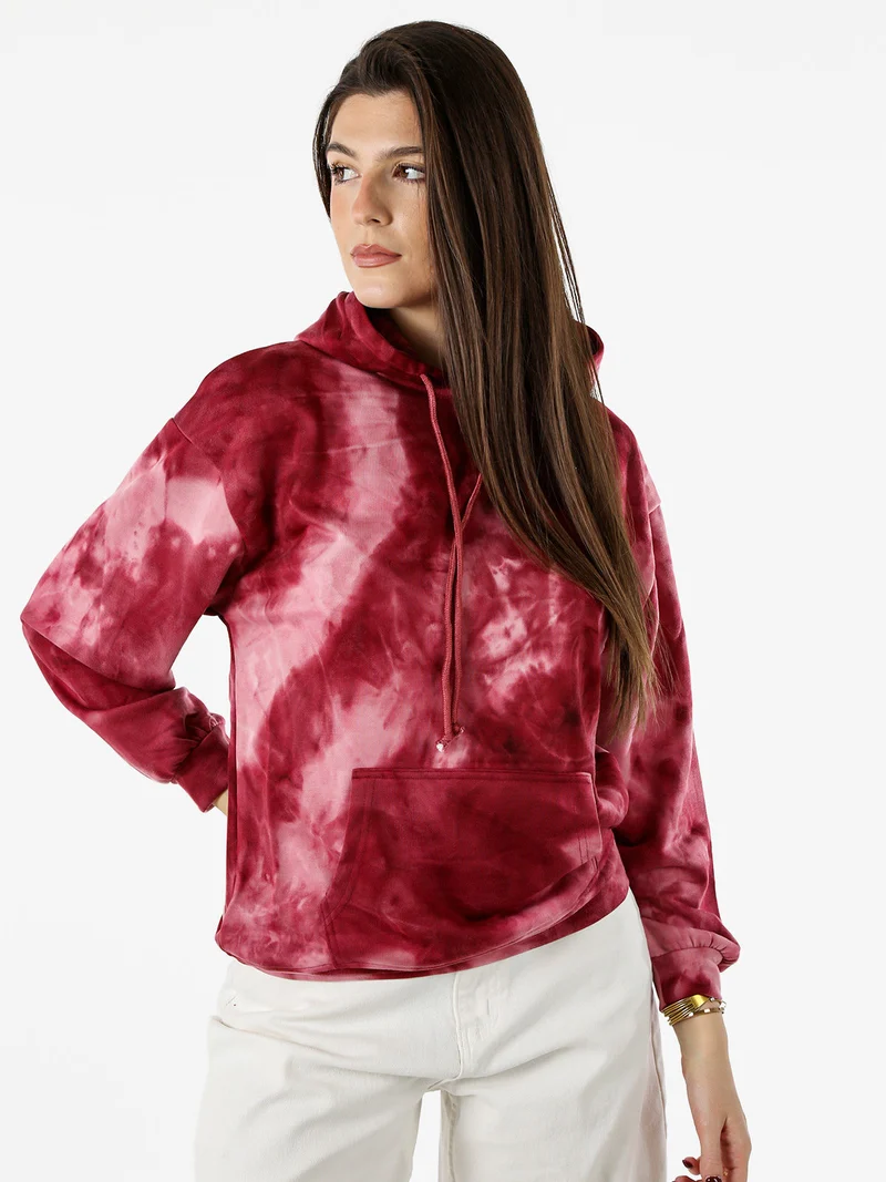 Felpa colorata da donna oversize con cappuccio - bordeaux
